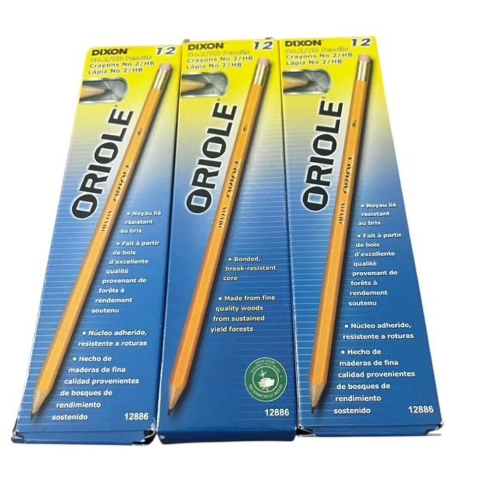 Dixon Oriole No. 2/HB Pencil Bundle 36 Total 3 Boxes of 12
